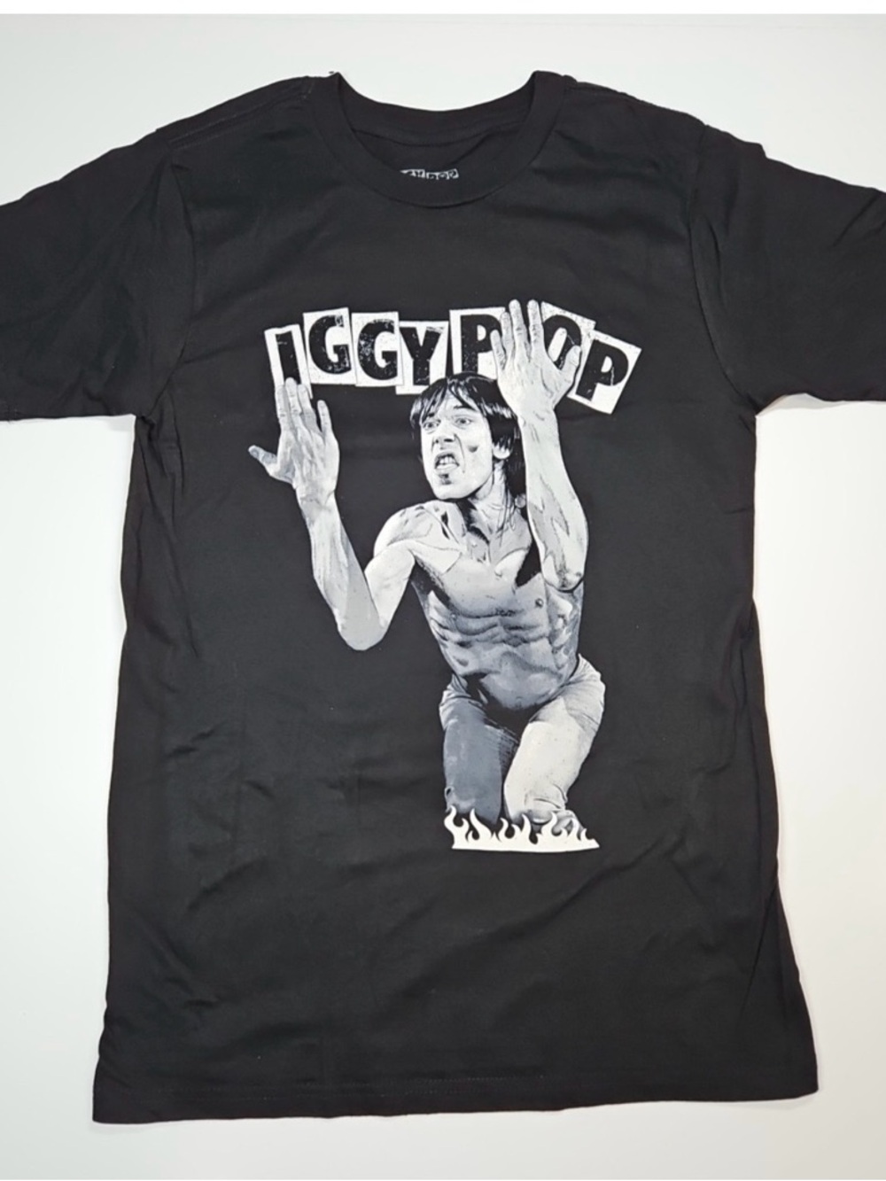 Black Iggy Pop Graphic Short Sleeve Tee - Band Shirt
